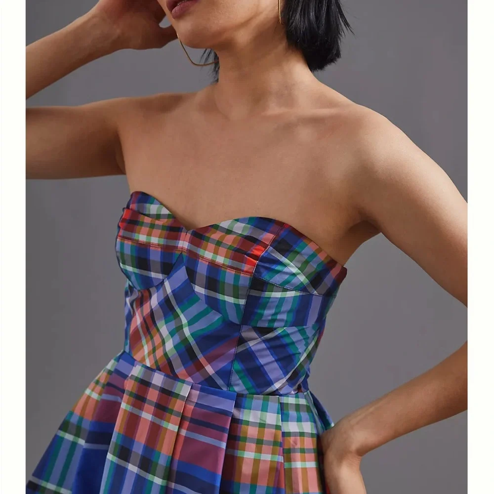 Anthropologie Multicolor Plaid Midi Dress - Blue, Green, Red - Picture 2 of 15